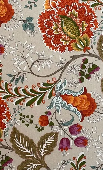 Détail du papier peint floral d'une chambre, Hôtel Saint Paul Rive Gauche